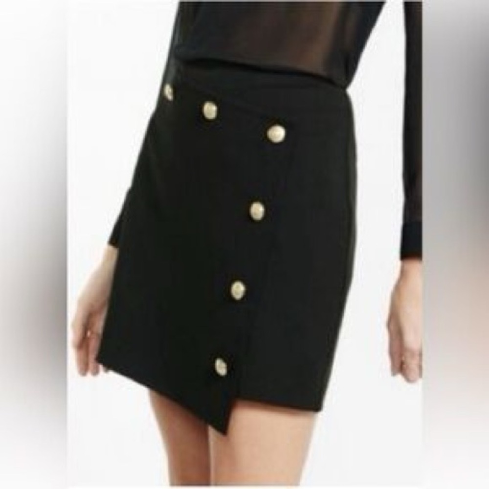 EXPRESS - Elegant Black Skirt with Gold Button Accents - Size S